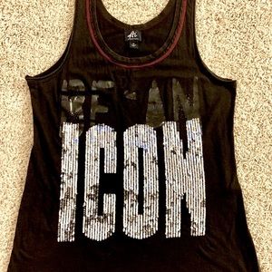 Women's Sequin Tank Top - Be An Icon - Sparkly Rocker & Sporty - Size Medium
